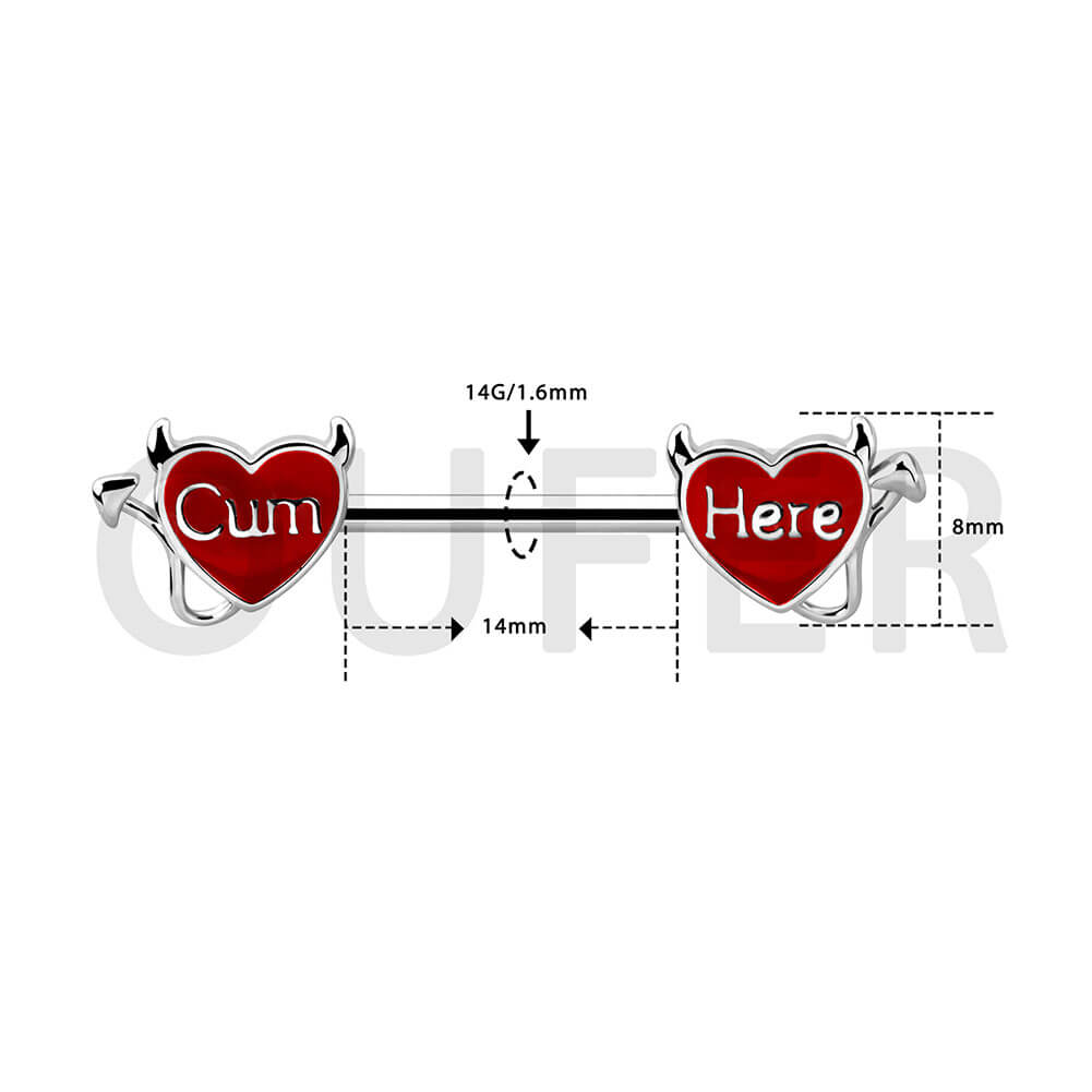 2Pcs BlackRed Sexy Heart Letter Nipple Barbell Pack
