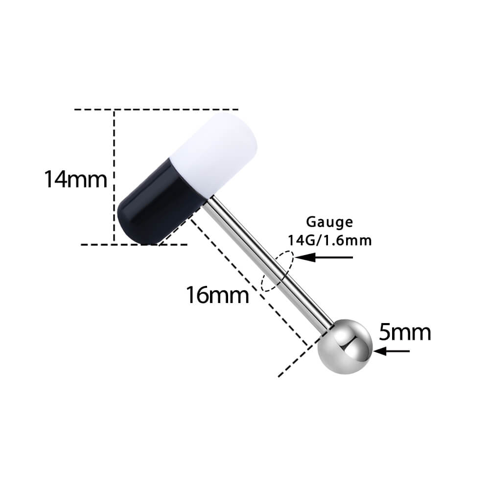 10PCS Funny Pill Acrylic Tongue Barbell Set