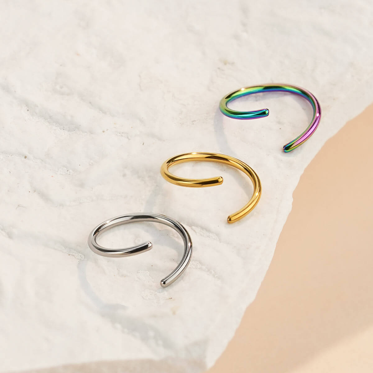 12Pcs Multicolored Seamless Nose Ring Set