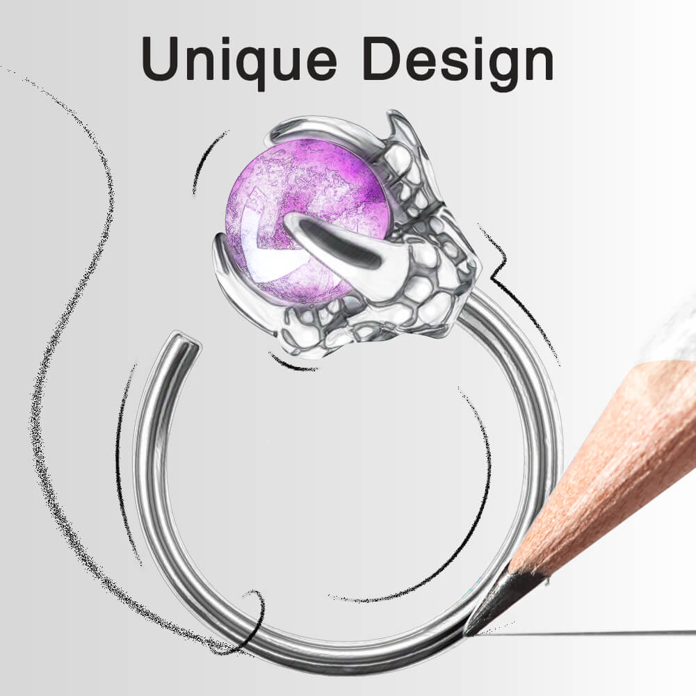 Amethyst Dragon Claw Nose Hoop