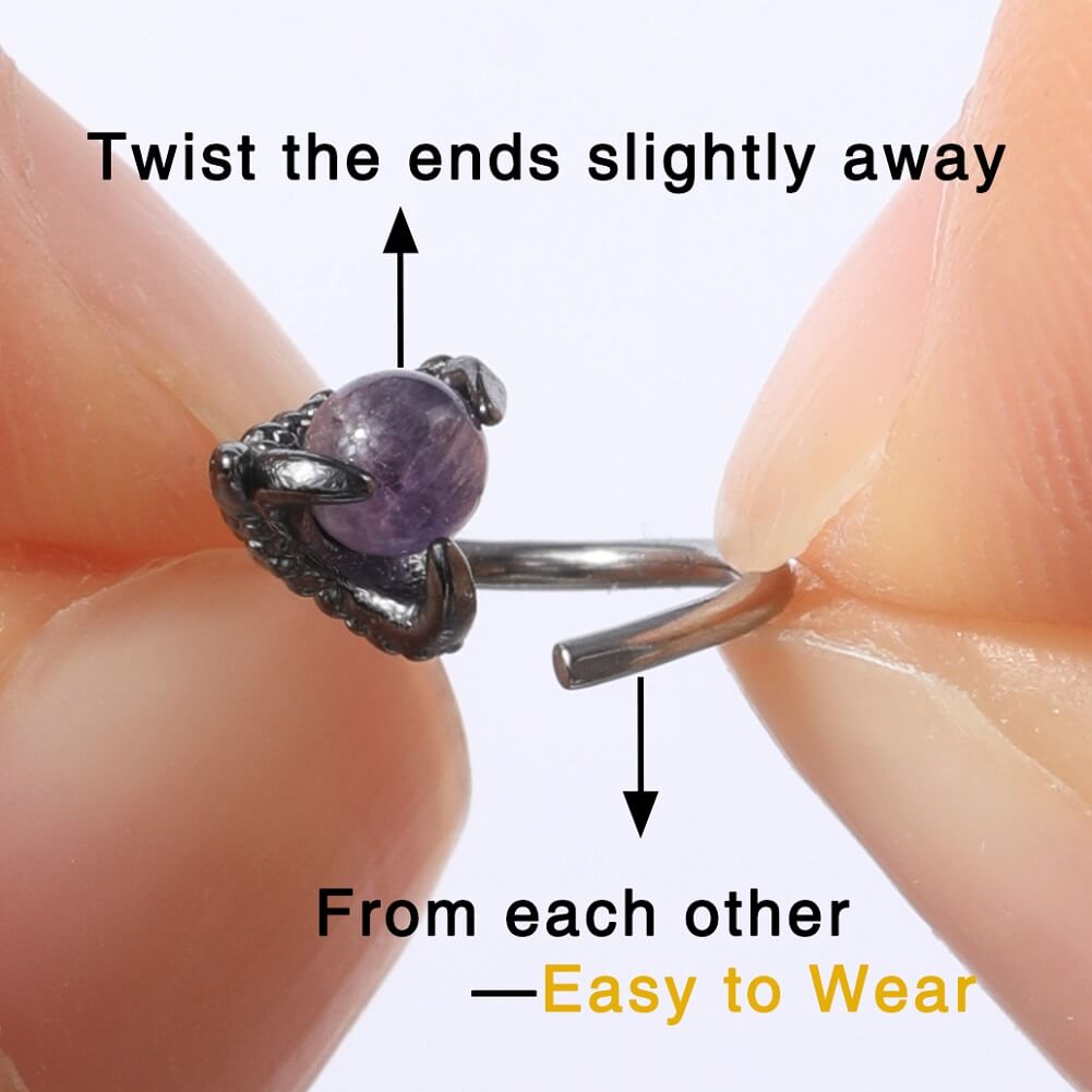 Amethyst Dragon Claw Nose Hoop