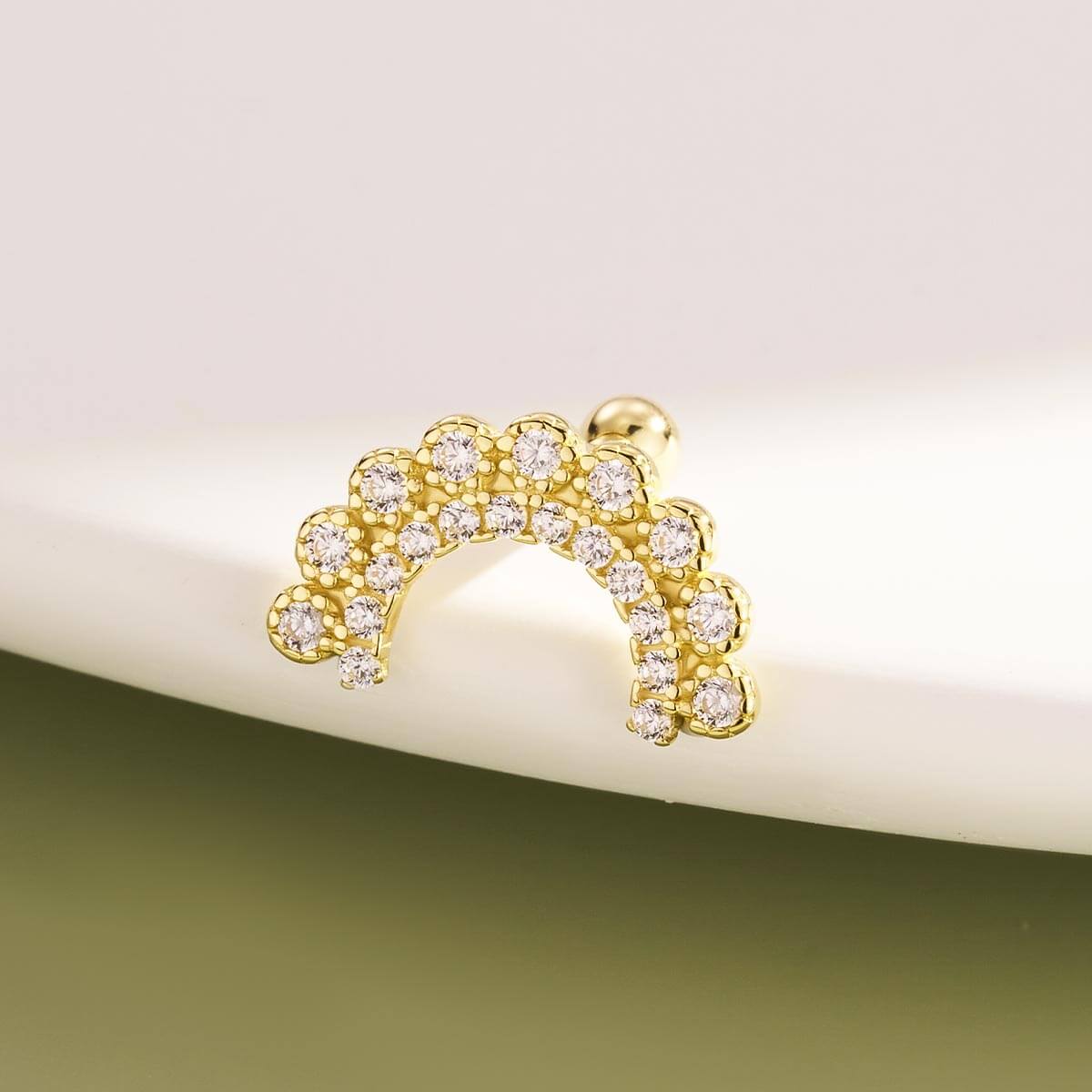 14K Gold CZ U-Shape Cartilage Stud