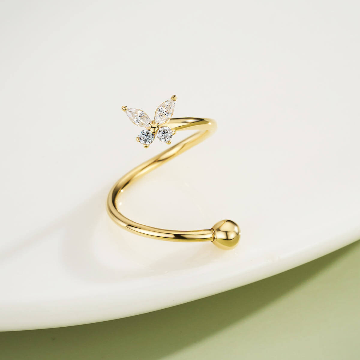 14K Gold Butterfly Spiral Cartilage Earring