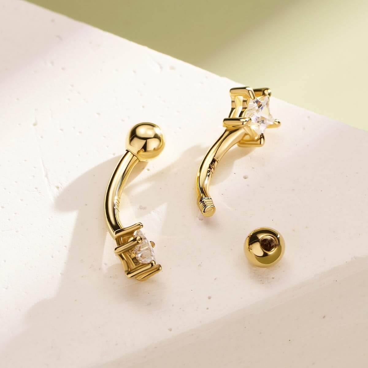 14K Gold Star CZ Eyebrow Earring
