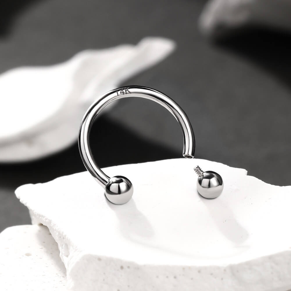 14K White Gold Internally Threaded Horseshoe Septum Ring