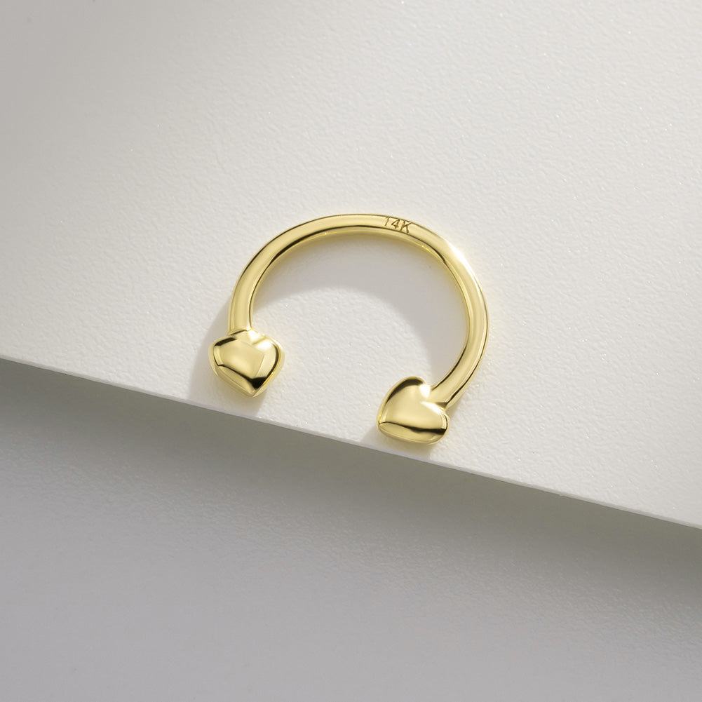 14K Gold Heart Horseshoe Septum Ring