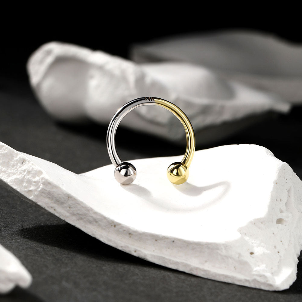 14K White and Yellow Gold Horseshoe Septum Ring
