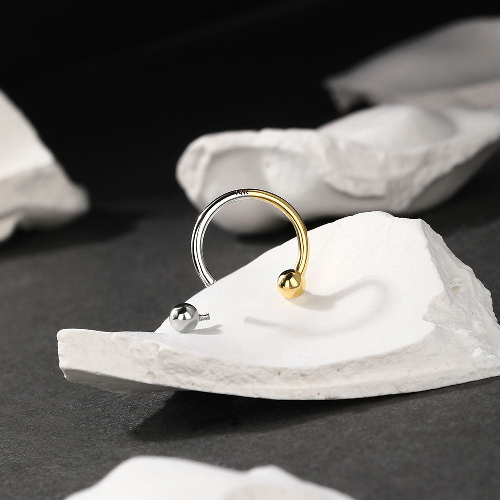 14K White and Yellow Gold Horseshoe Septum Ring