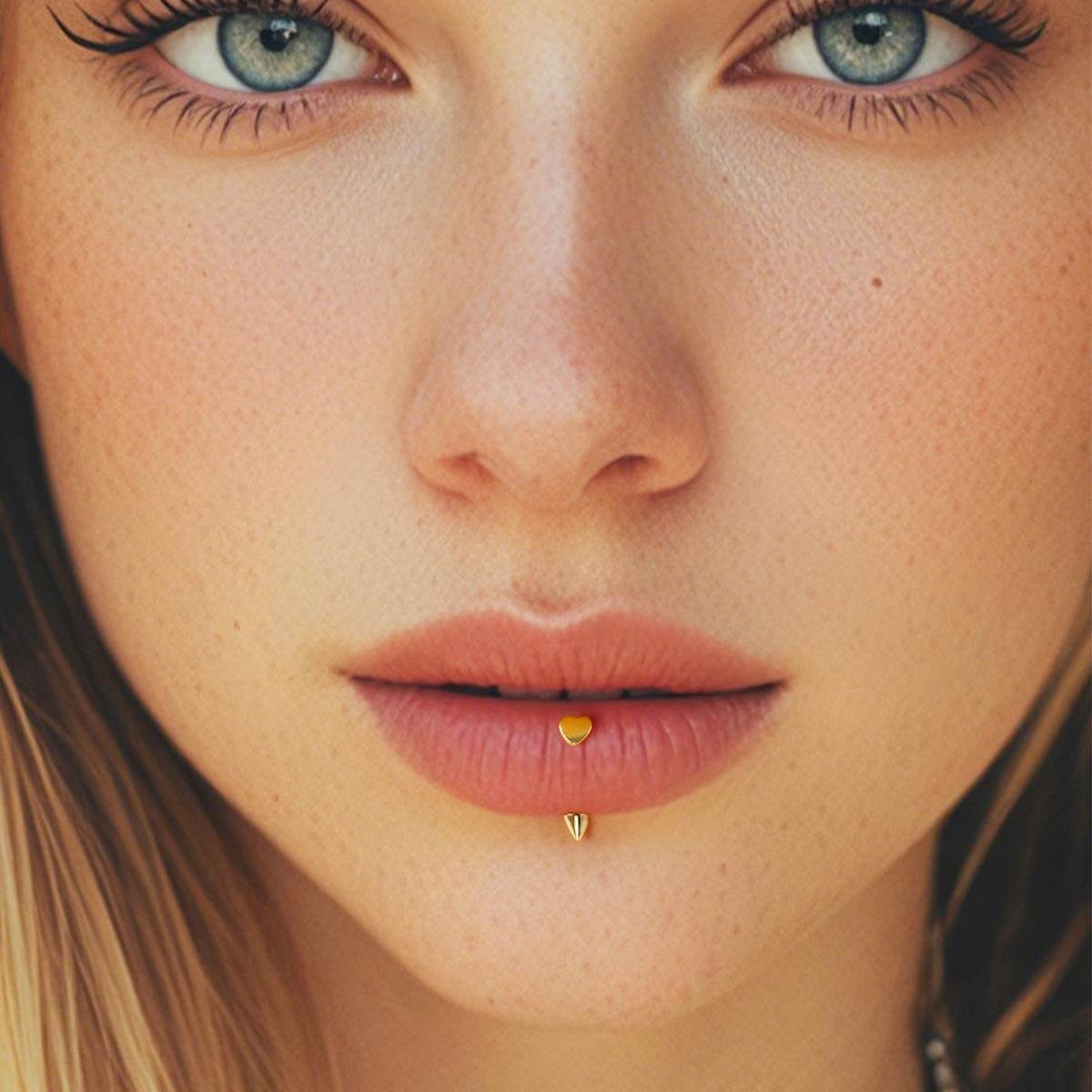 14K Gold Flat Heart Eyebrow Rook Ring