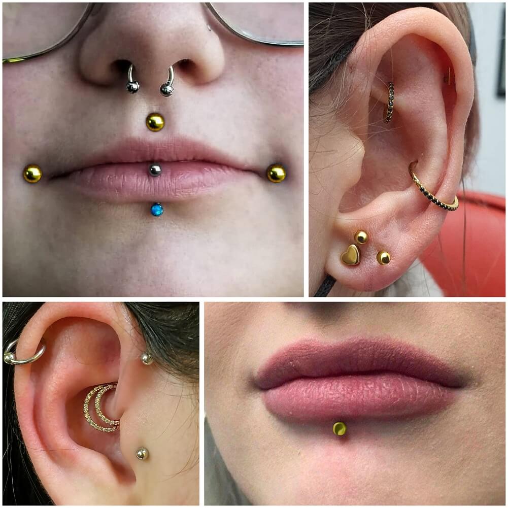 14K Gold Ball Lip Stud