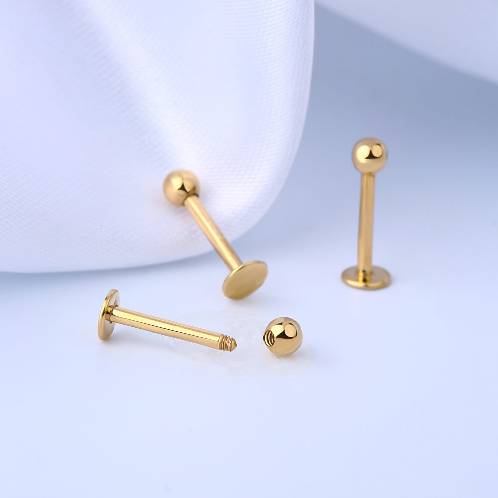 14K Gold Ball Lip Stud