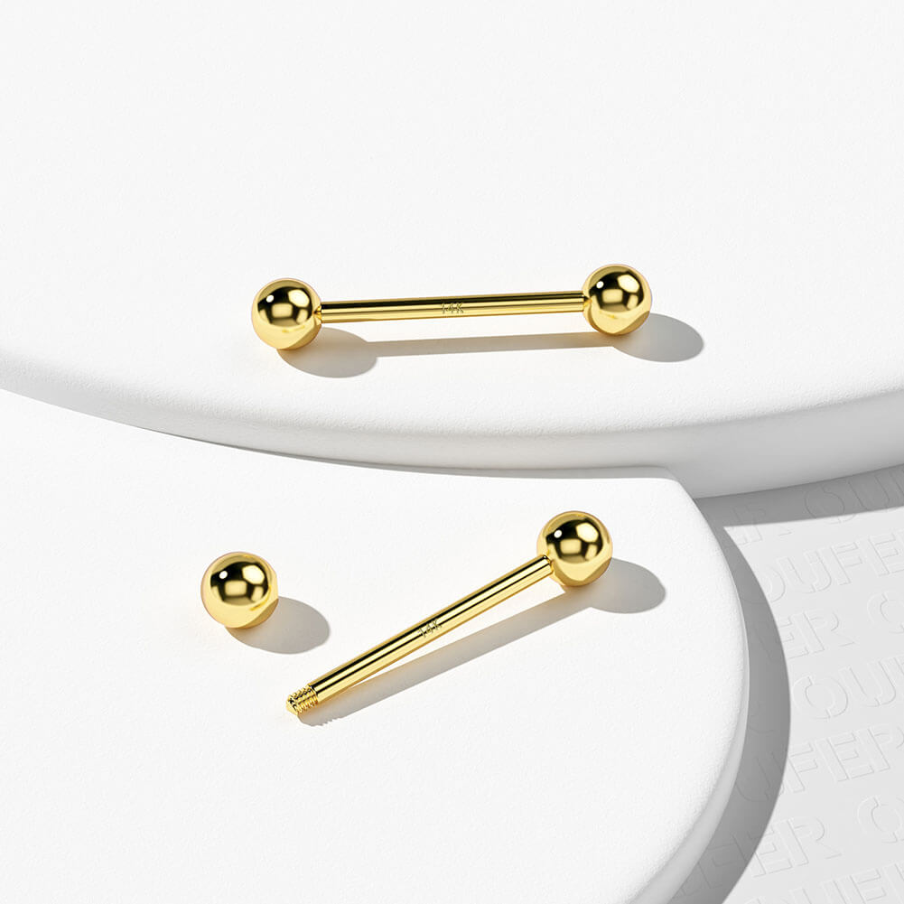 14K Gold Ball Nipple Ring