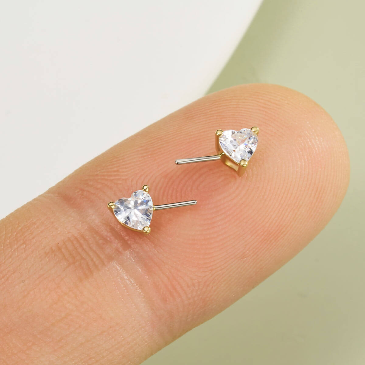 14K Gold Heart CZ Nipple Ring Replacement Ball