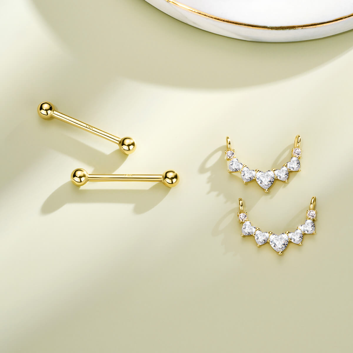 14K Gold Removable Heart Nipple Ring