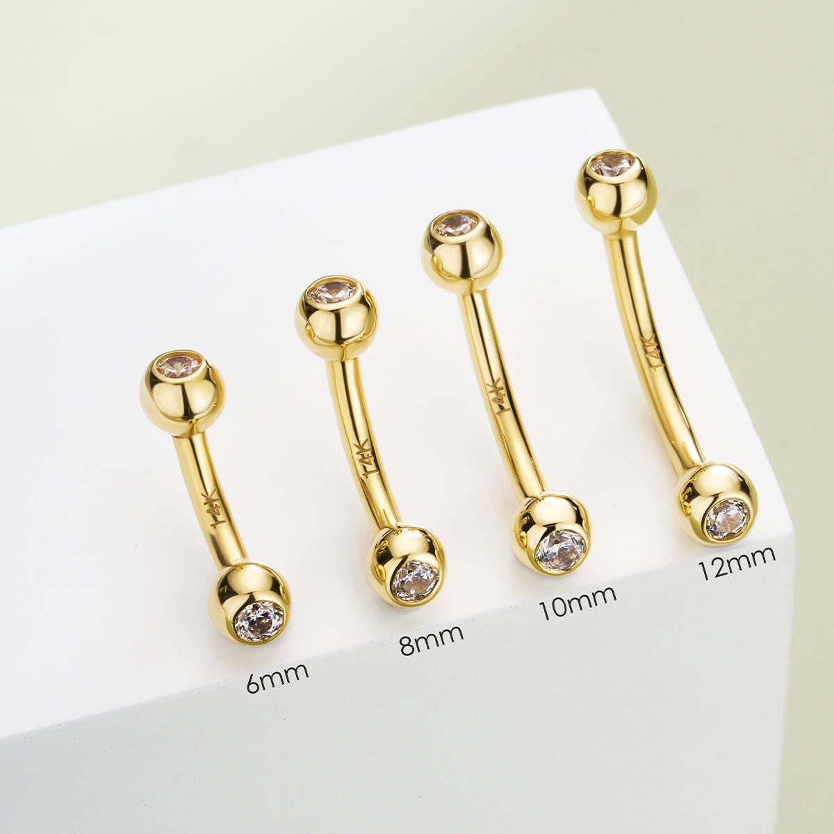 14K Gold CZ Belly Ring