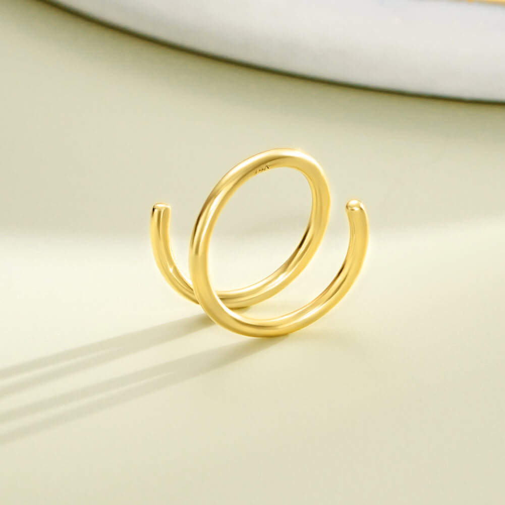 18G 14K Gold Double Hoop Segment Nose Ring