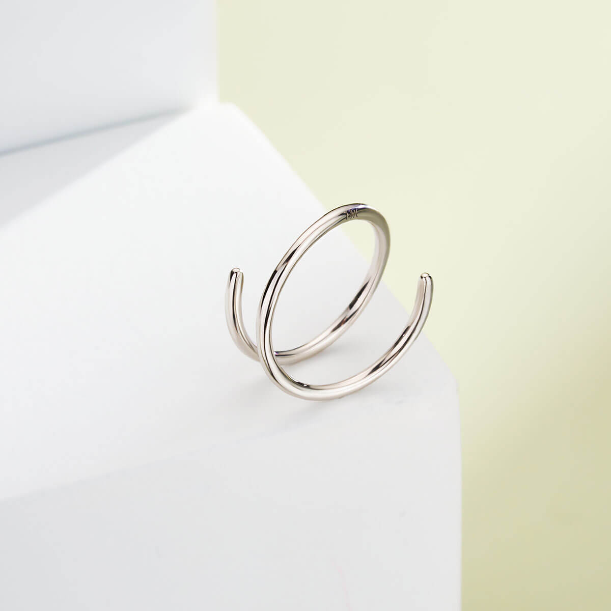 14K White Gold Double Segment Nose Hoop