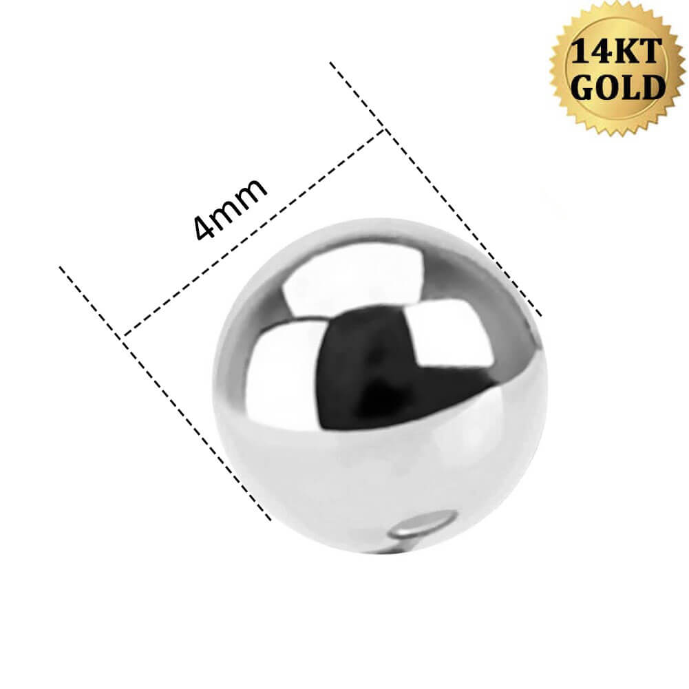 14K White Gold Belly Ring Replacement Ball
