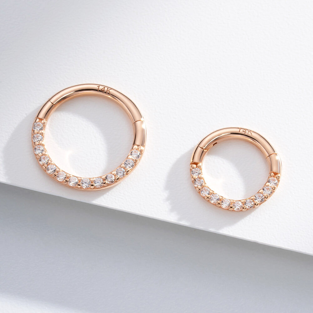 16G 14K Rose Gold CZ Segment Septum Ring