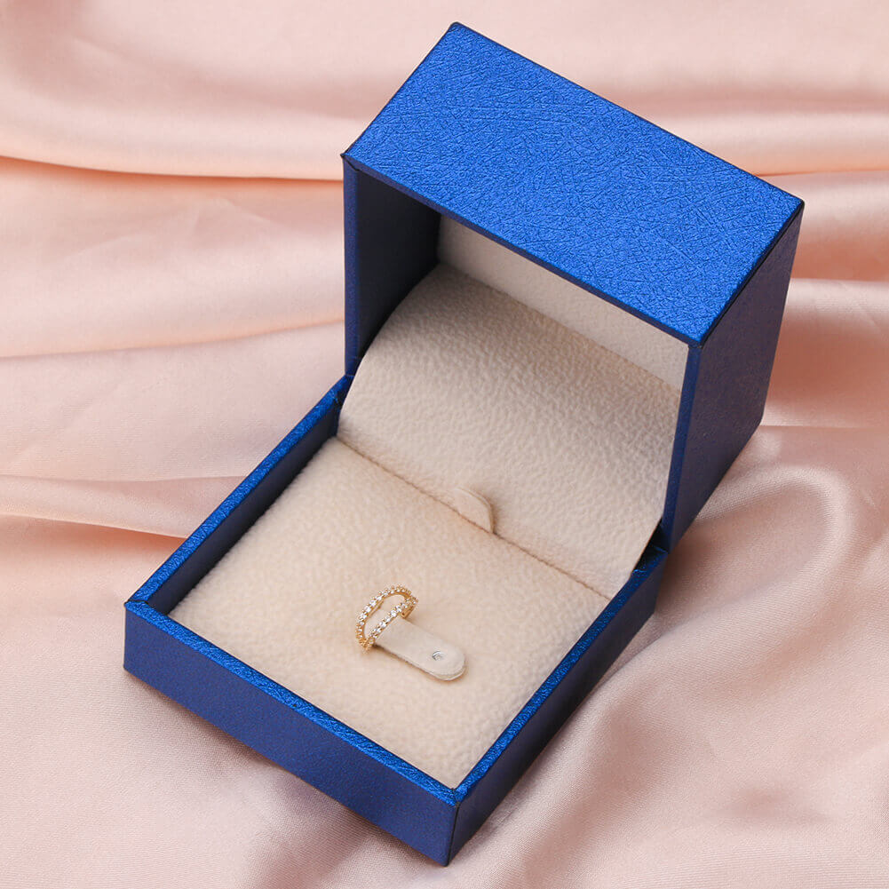 18G 14K Gold Double Row CZ Segment Nose Hoop