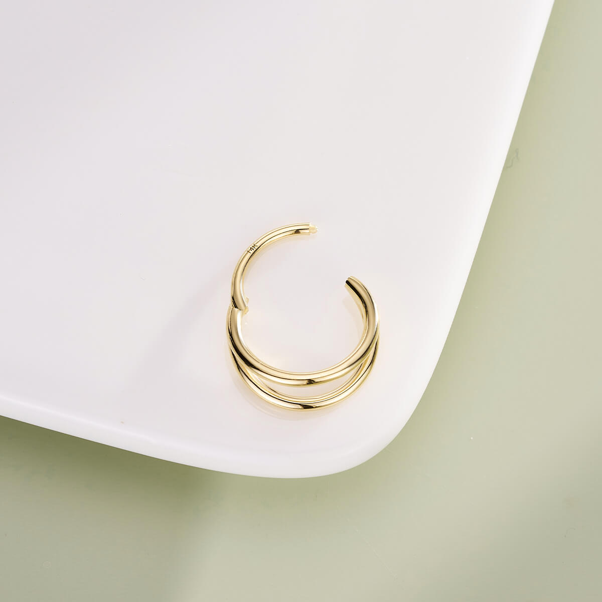 18G 14K Gold Double Layered Segment Nose Hoop