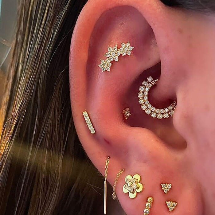14K Gold CZ Clicker Segment Septum Hoop