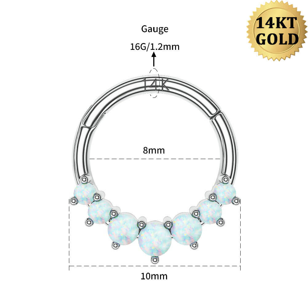 14K White Gold Opal Segment Septum Ring