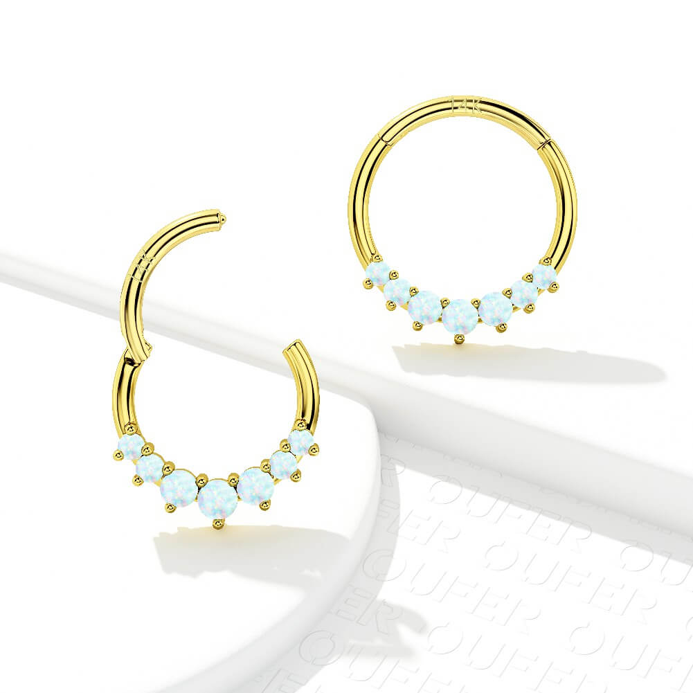 14K Gold Opal Segment Septum Ring