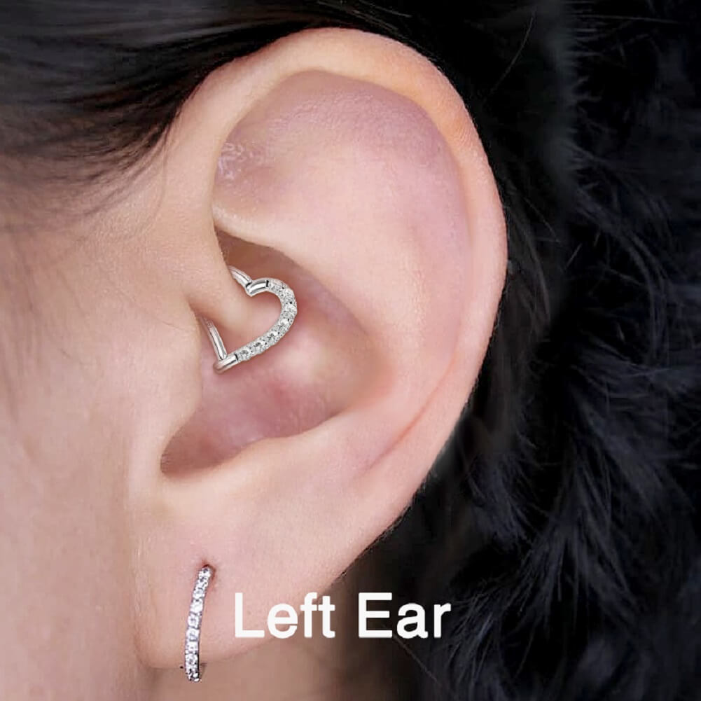 14K White Gold Heart Shaped CZ Earring