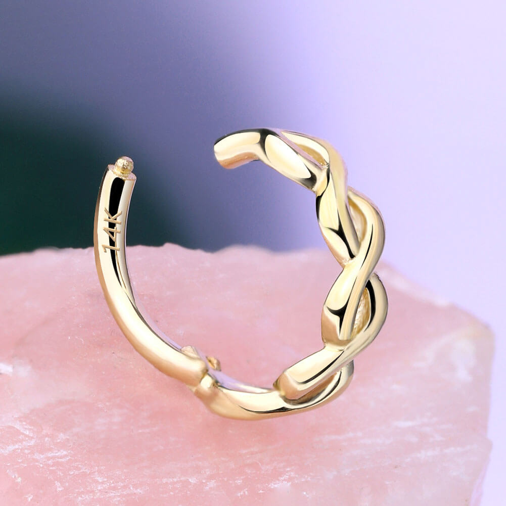 14K Gold Woven Segment Cartilage Earring