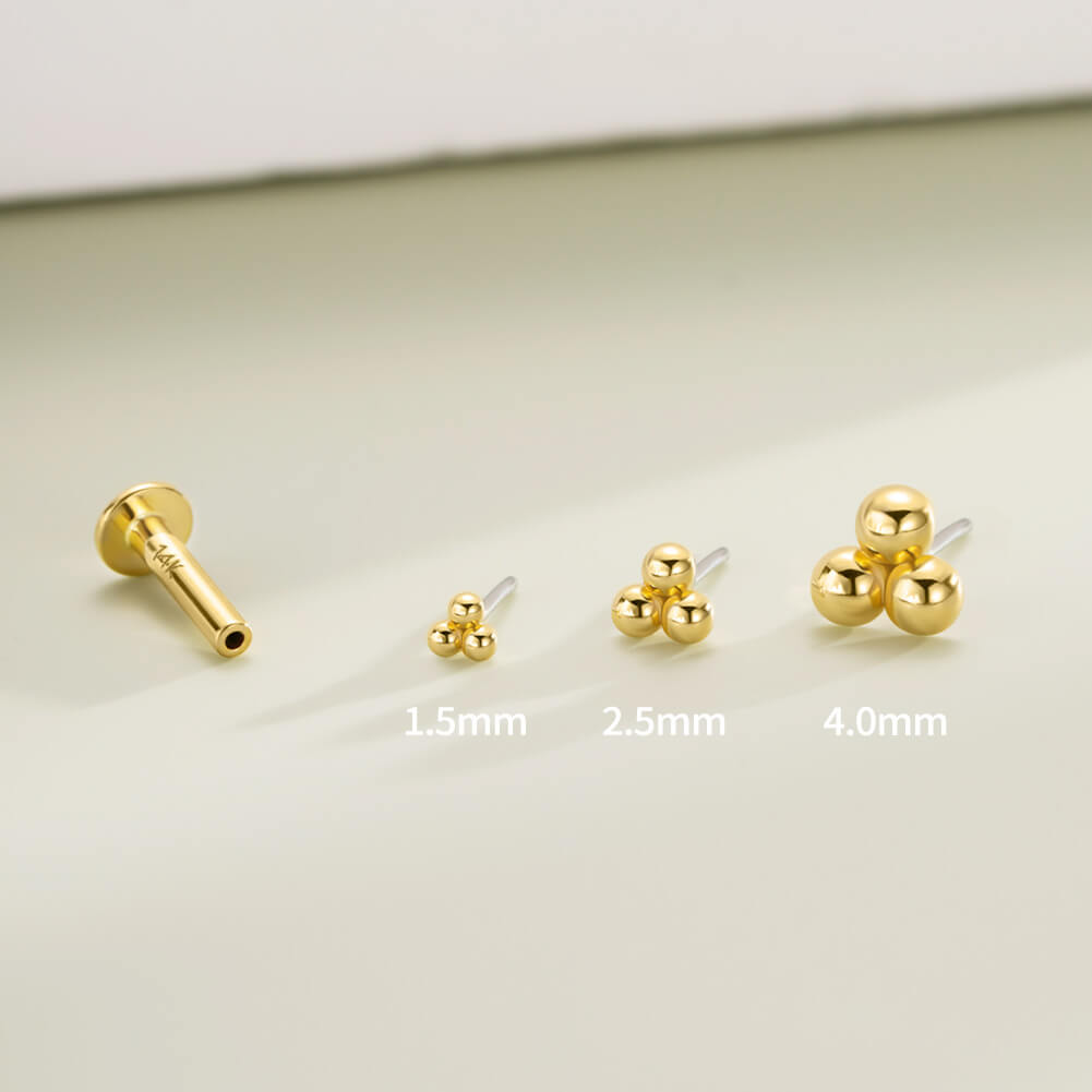 14K Gold Beads Threadless Helix Stud