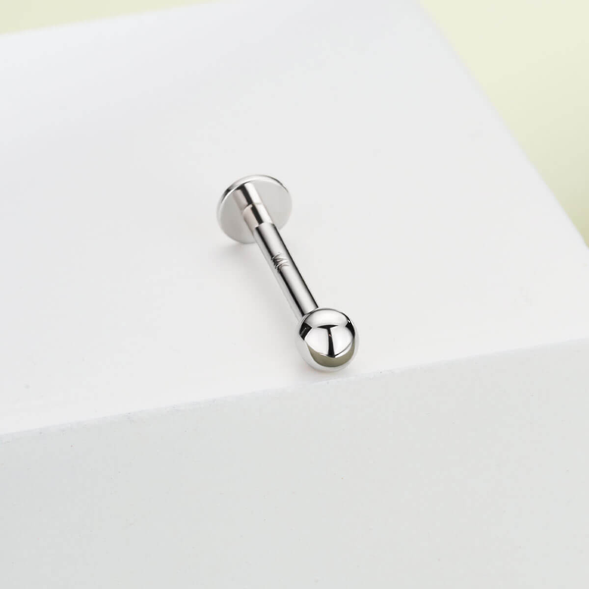 14K White Gold Round Head Threadless Nose Stud