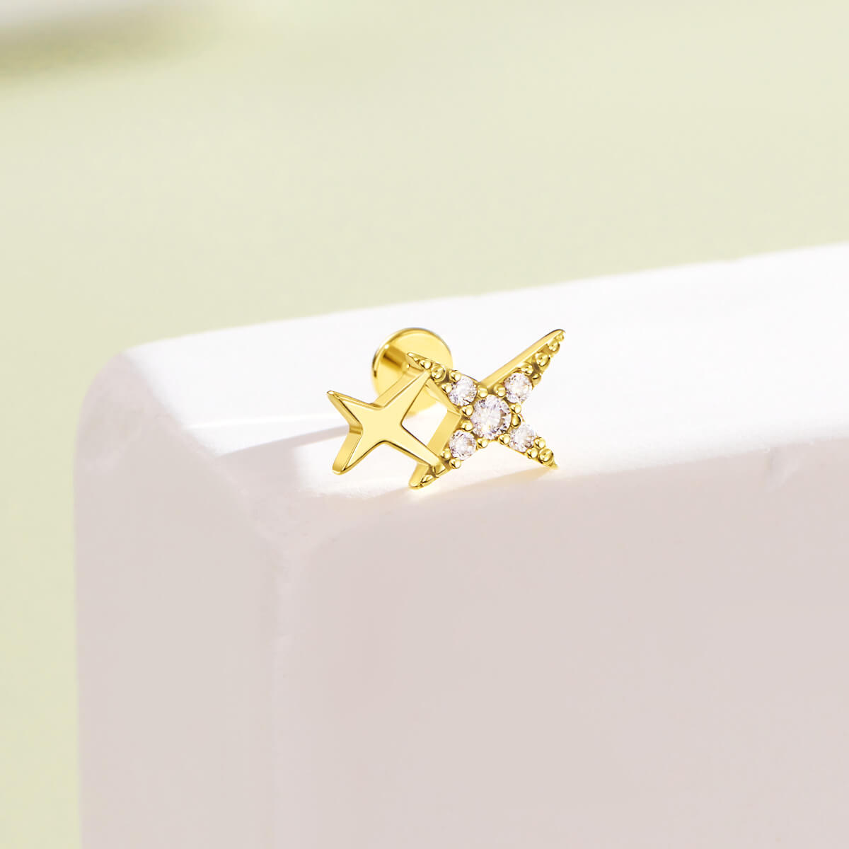 14K Gold Shinny Star Threadless Nose Stud