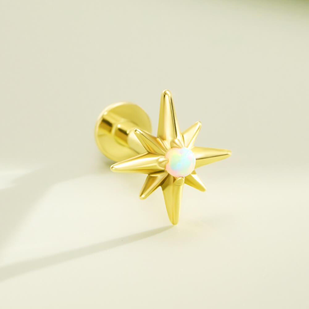 14K Gold Hexagram Threadless Nose & Earring Stud