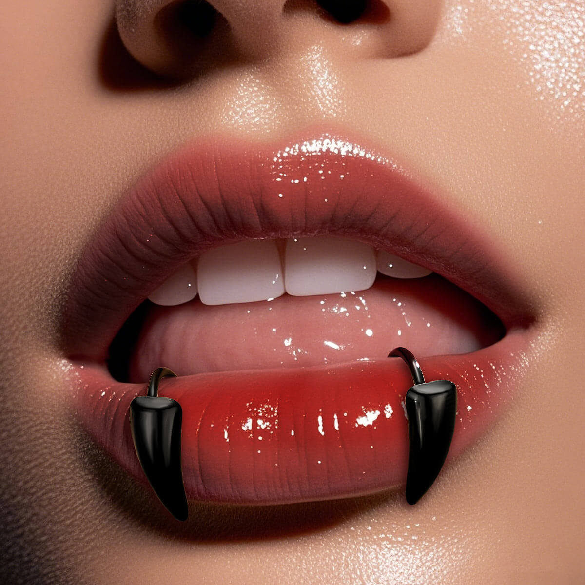 2PCS 3L Stainless Steel Fake Lip Ring