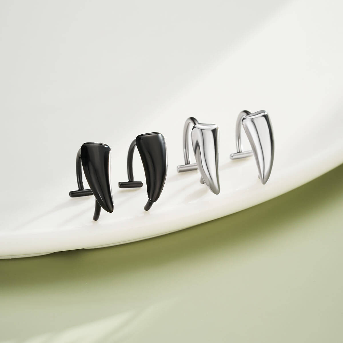 2PCS 3L Stainless Steel Fake Lip Ring
