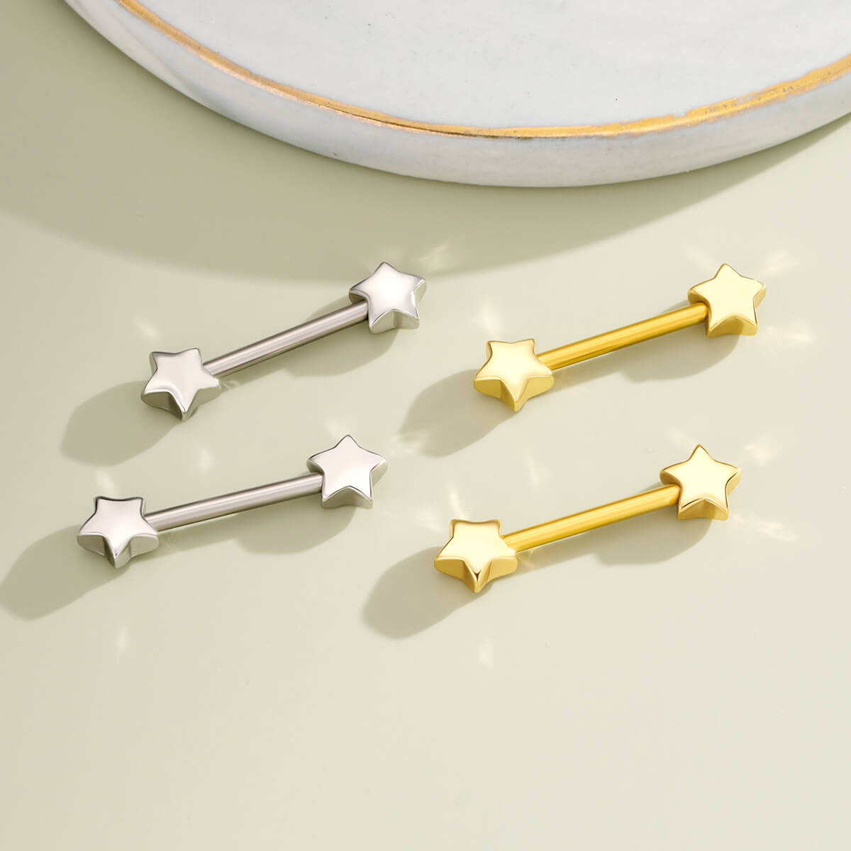 2Pcs Star Nipple Barbell Set
