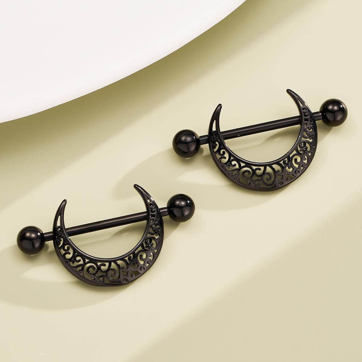 2PCS Carved Out Moon Nipple Barbell