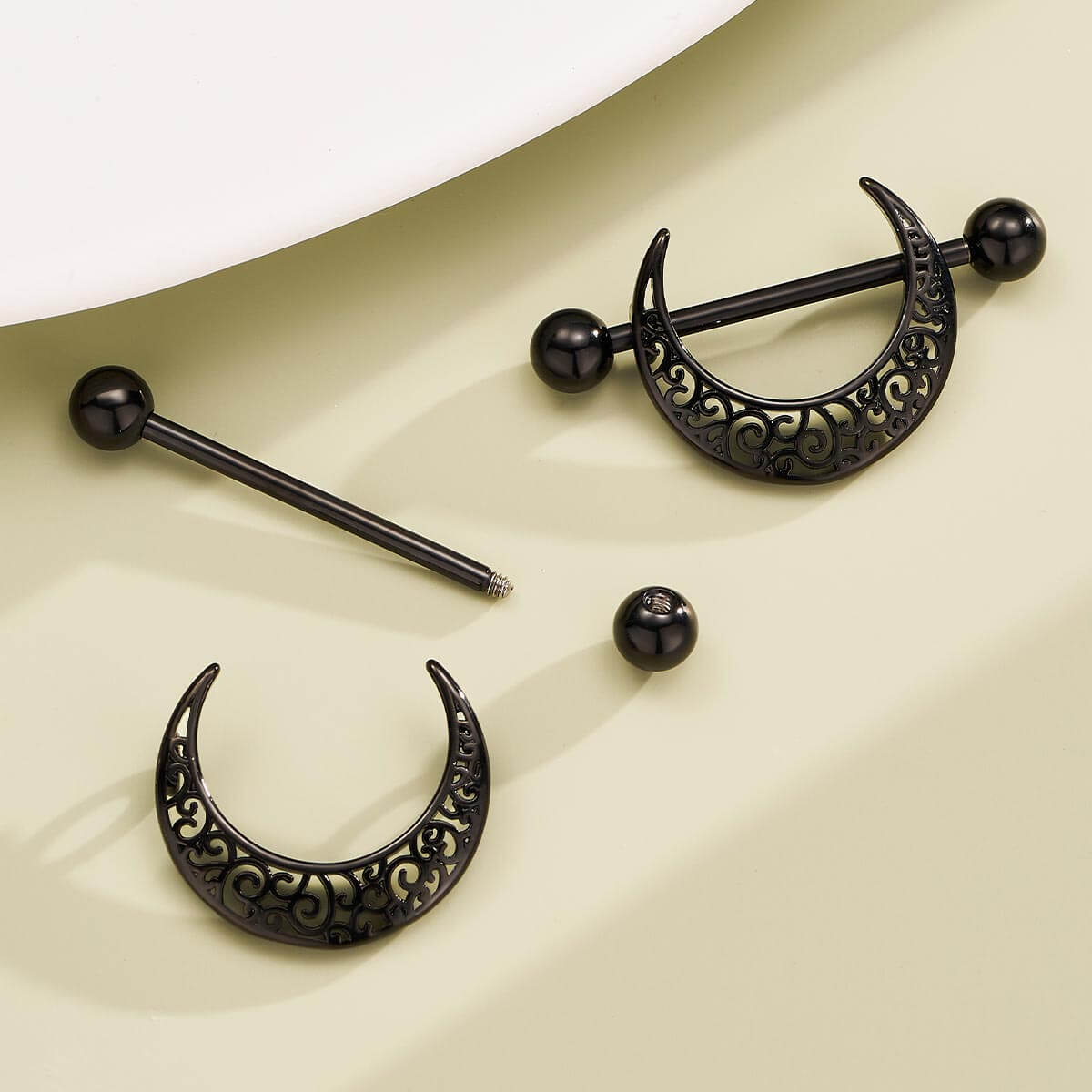 2PCS Carved Out Moon Nipple Barbell