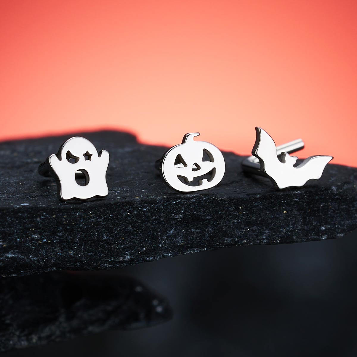 3PCS Bat/Pumpkin/Ghost Halloween Nose Stud Set