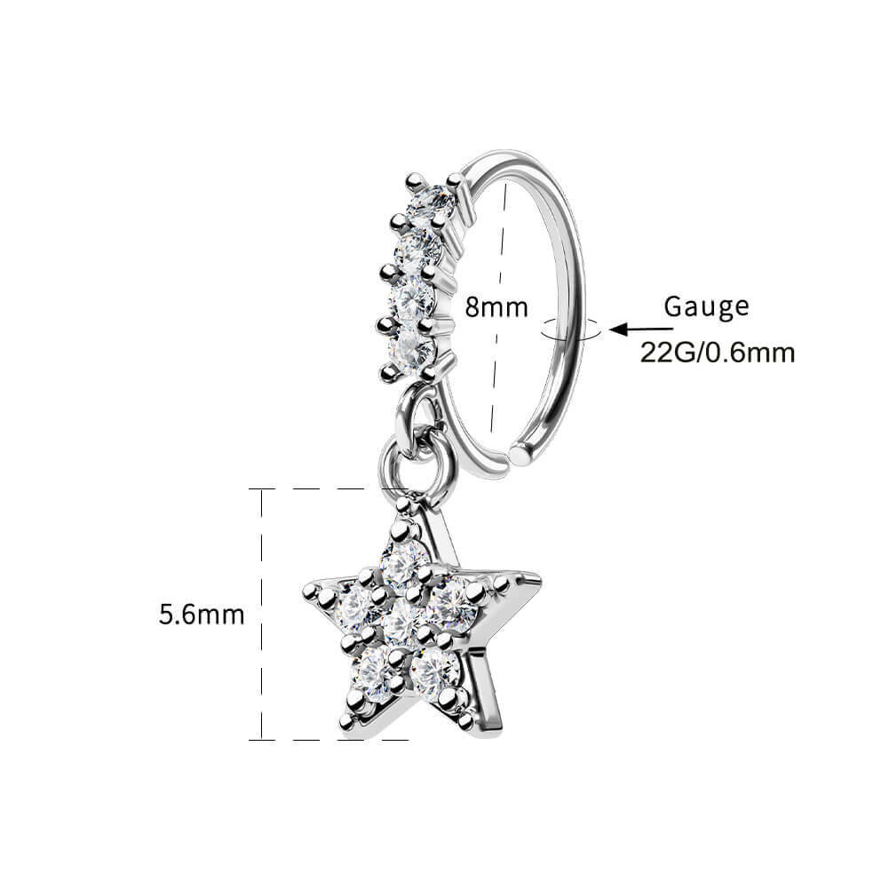 22G Star Dangle Seamless Nose Hoop