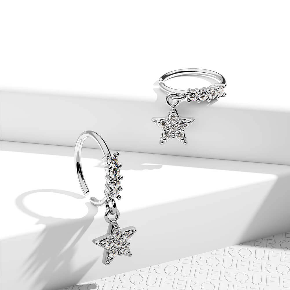 22G Star Dangle Seamless Nose Hoop