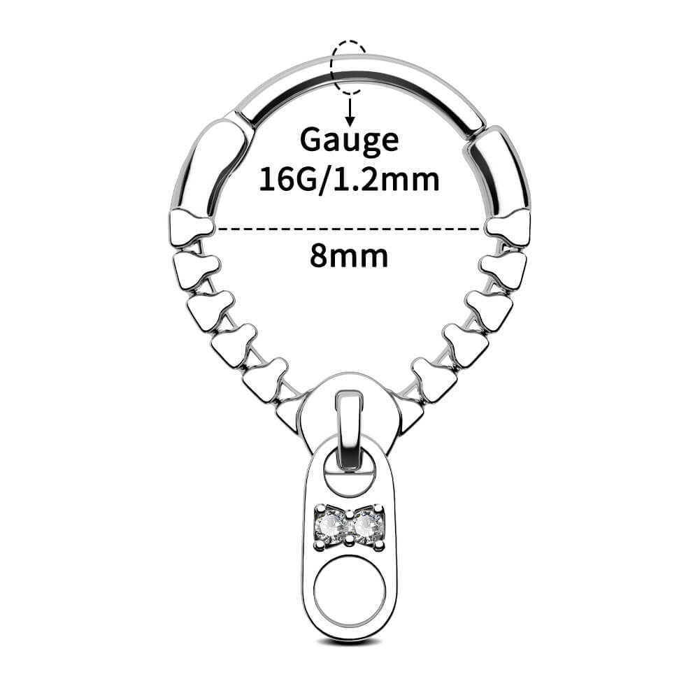 Zipper Style Clicker Septum Ring