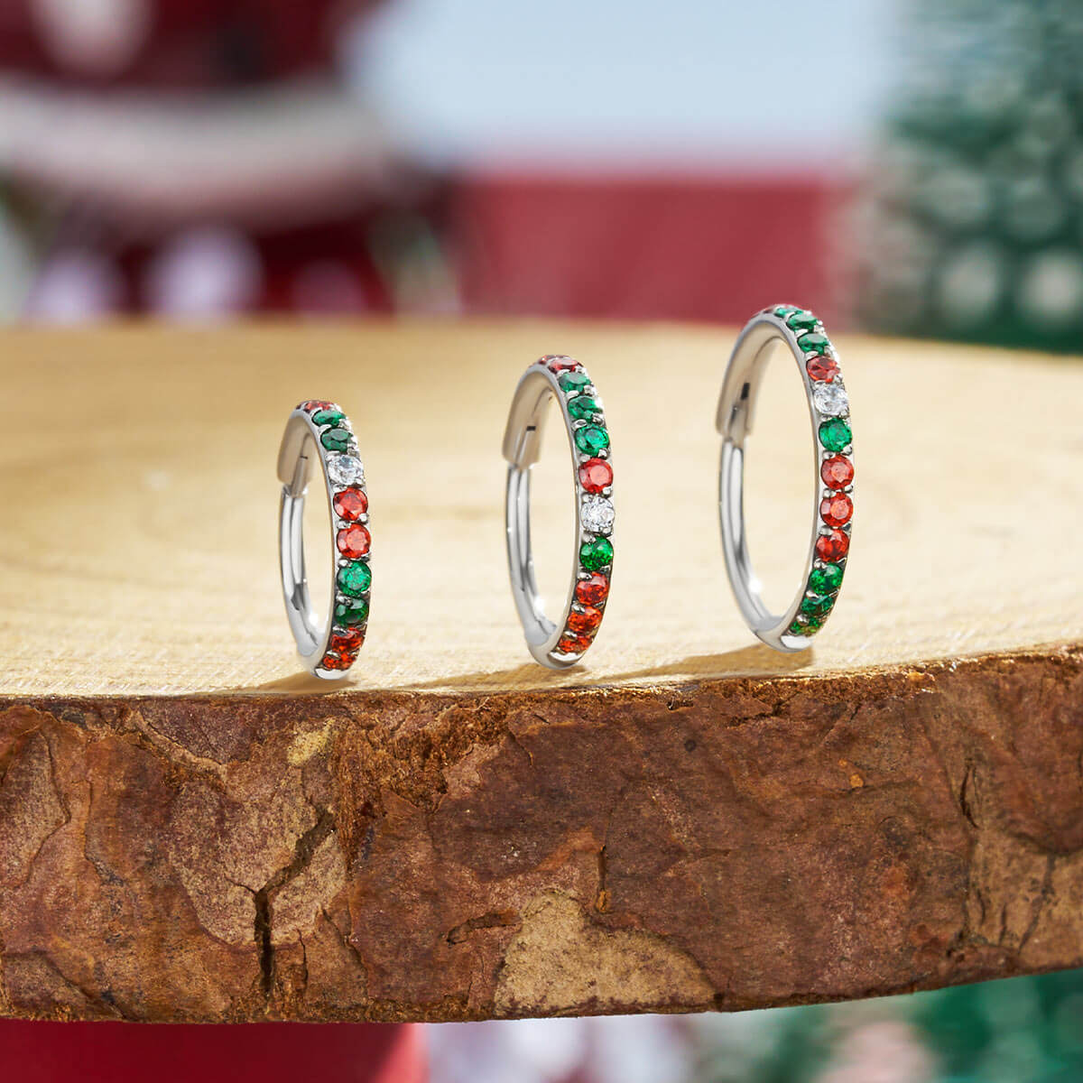 20G CZ Christmas Combo Segment Nose Hoop
