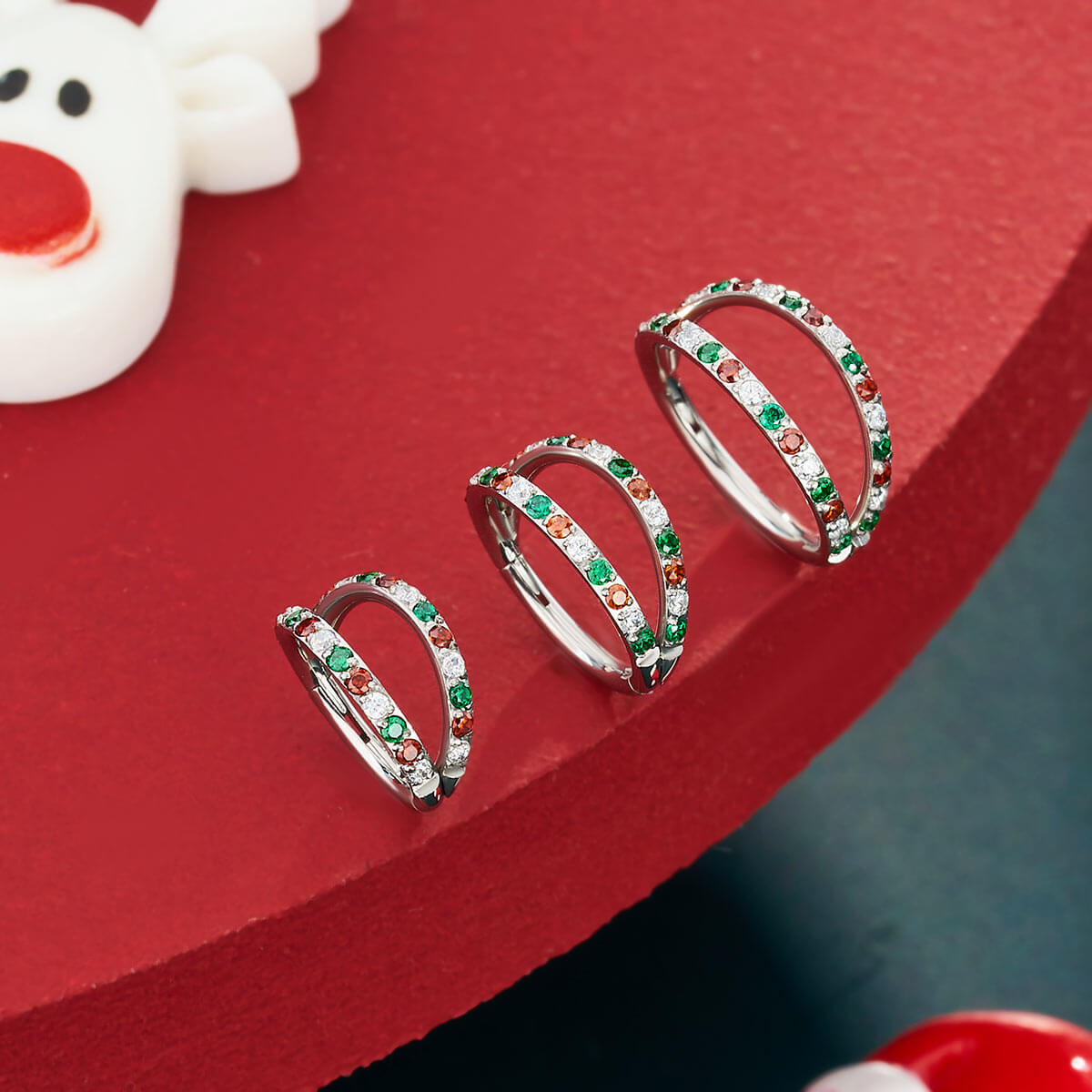 18G Christmas Combo Double Hoop Segment Nose Ring