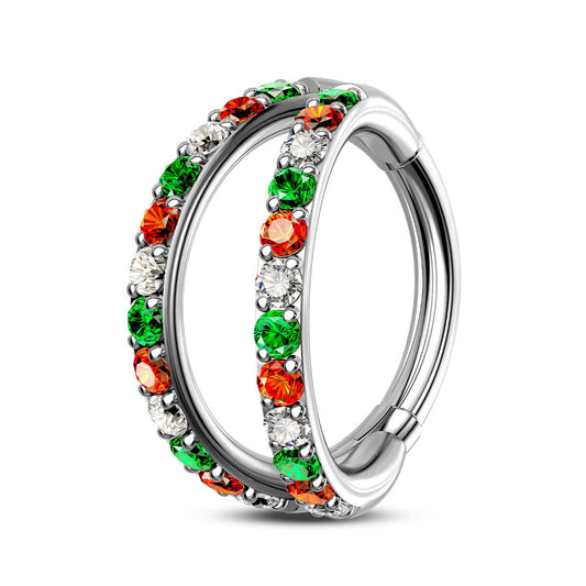 18G Christmas Combo Double Hoop Segment Nose Ring