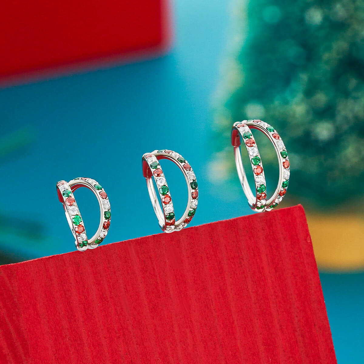 20G Christmas Combo Double Hoop Segment Nose Ring