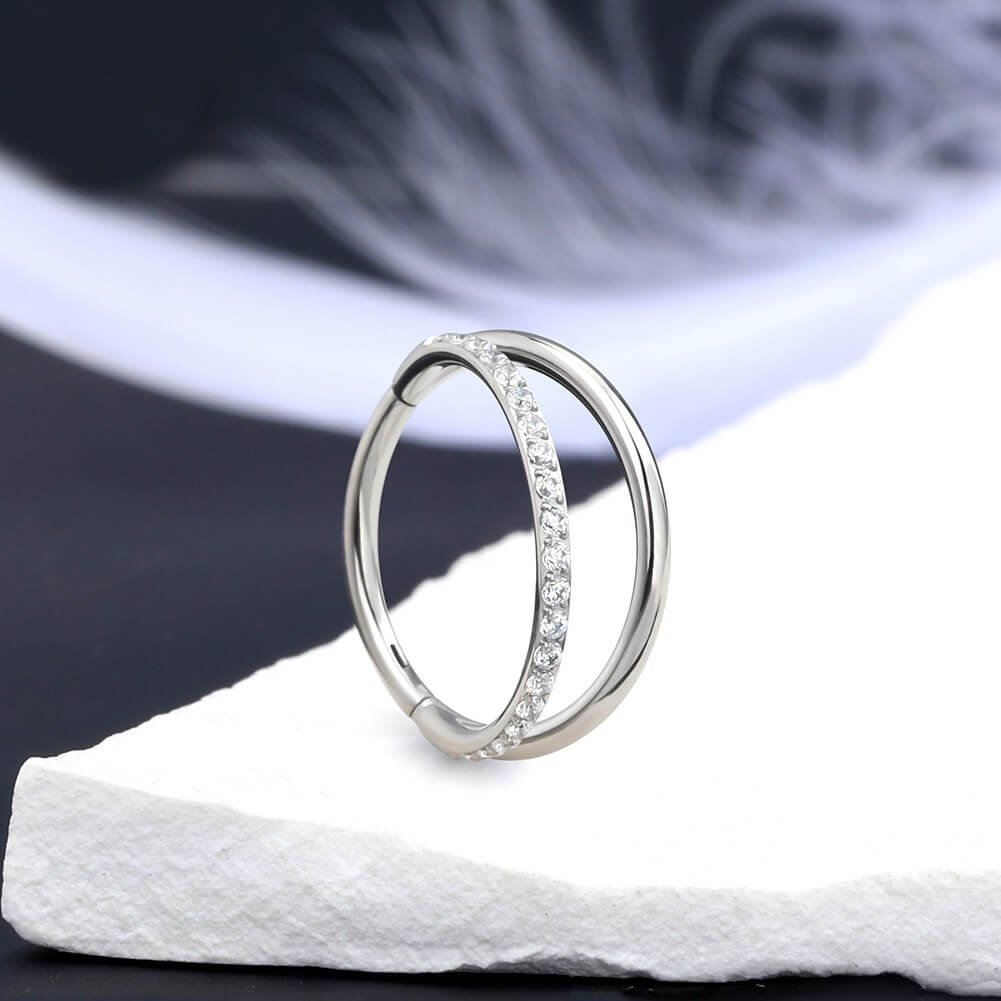 16G Double Hoop Helix & Conch Ring