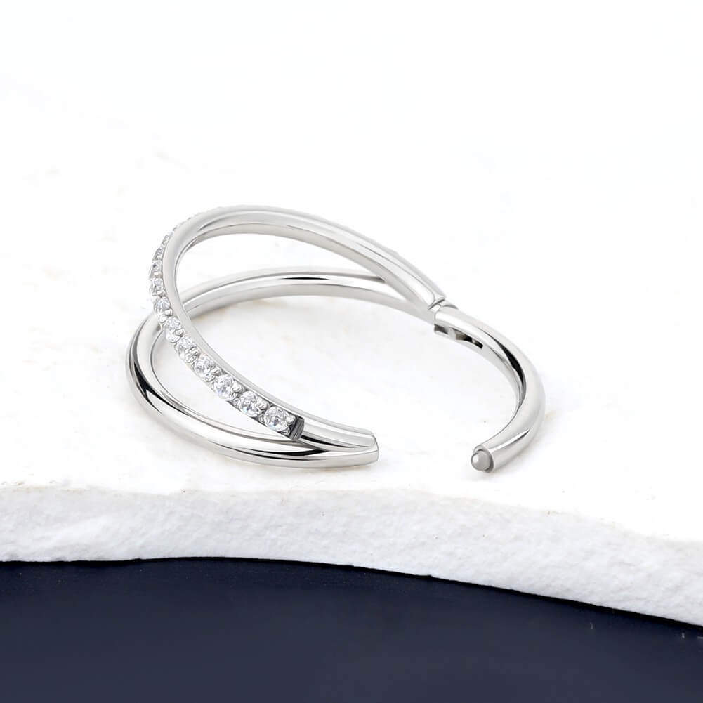 16G Double Hoop Helix & Conch Ring