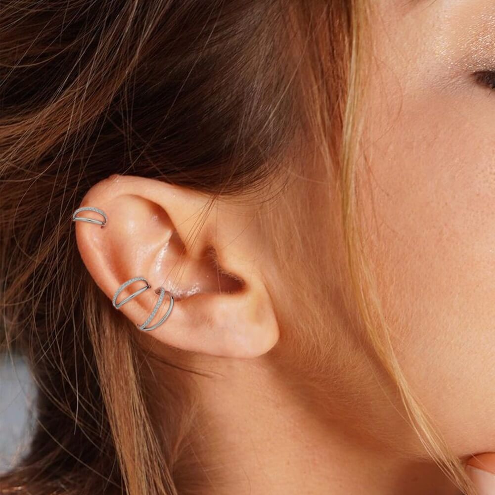16G Double Hoop Helix & Conch Ring